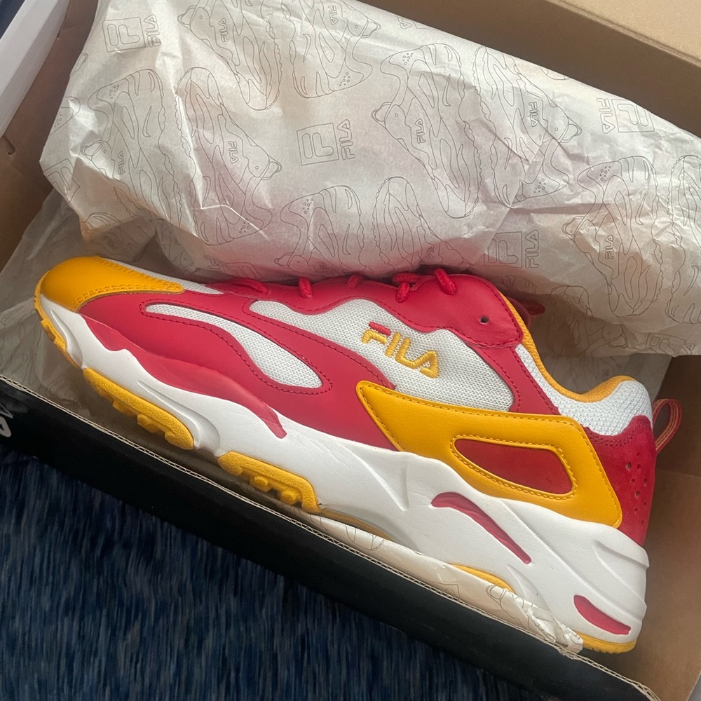 Fila Red and Yellow Chunky Sneakers